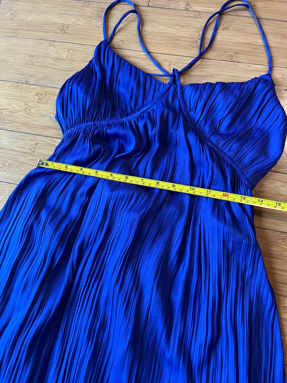 Anthropologie Cobalt Blue Halter Tie Back Draped Maxi Dress - Picture 6 of 12